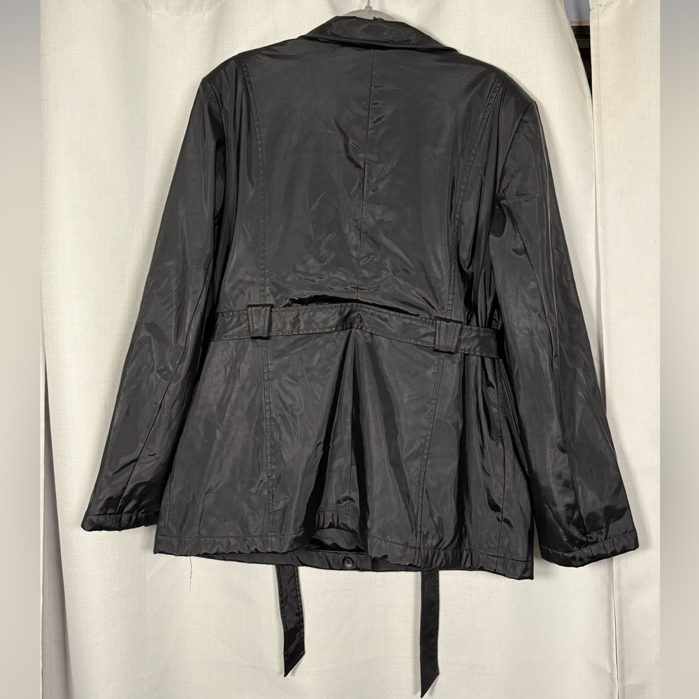 Giacca Black Belted Raincoat Jacket Size XL - Picture 2 of 12